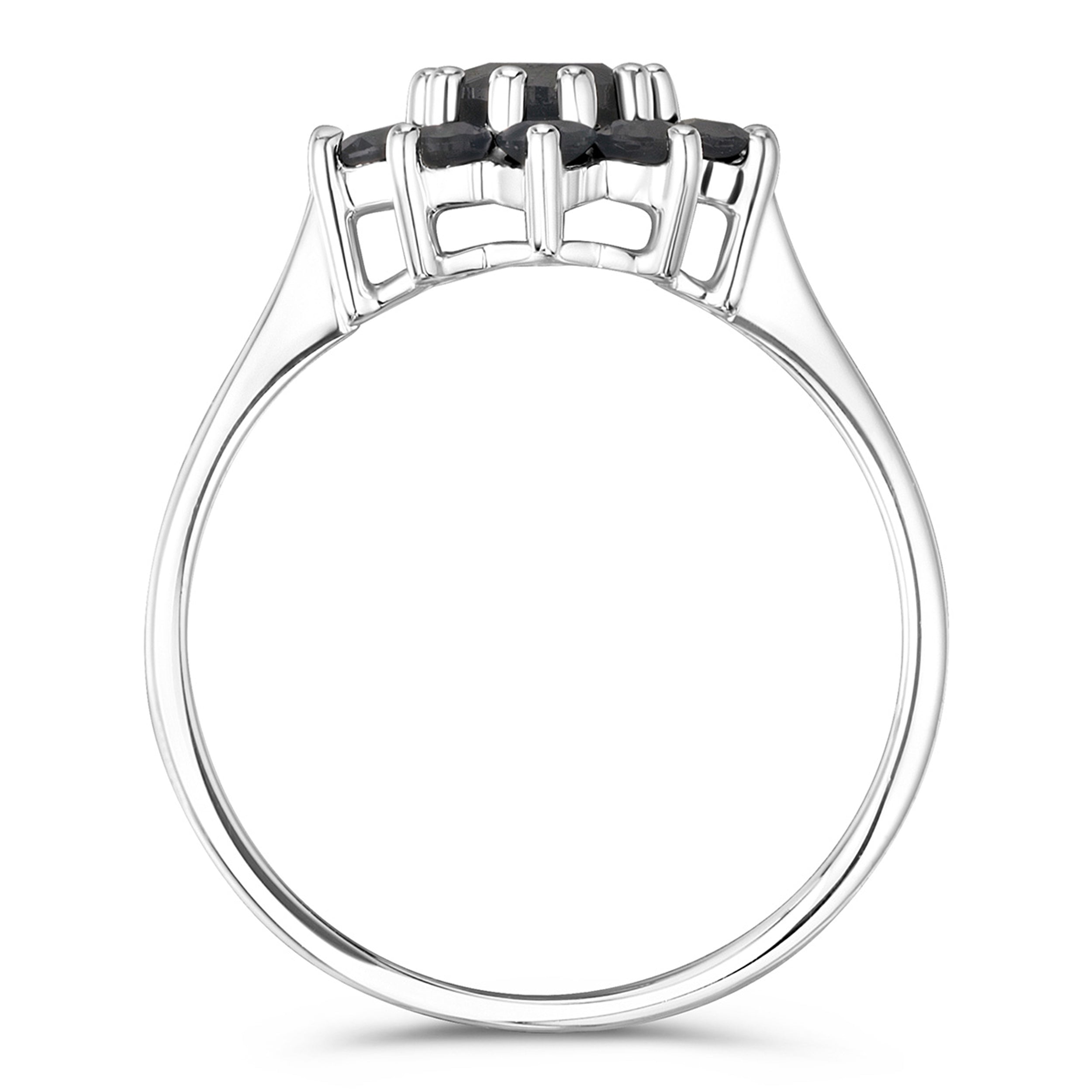 1.33ct Sapphire Cluster Ring in 9K White Gold